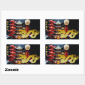 新年中国のドラゴン2024テンプルレック 長方形シール (シート)