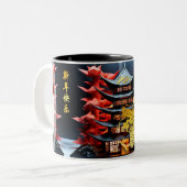 新年中国のドラゴン2024テンプル2TMug ツートーンマグカップ (正面左)