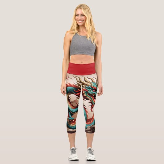 新年中国のドラゴン2024〔占星術の〕十二宮図誕生日LegC1 カプリレギンス (正面)