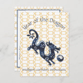 新年中国のドラゴン〔占星術の〕十二宮図動ミニマル物 シーズンポストカード (正面/裏面)