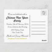 新年中国のパーティーランタン招待状 ポストカード (裏面)