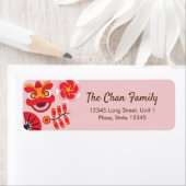 新年中国のピンクの花 ラベル (インサイチュ)