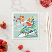 新年中国のブルーライオンダンサー スタンダードカクテルナプキン (インサイチュ)