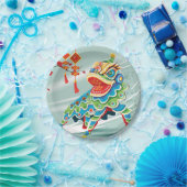 新年中国のブルーライオンダンサー ペーパープレート (パーティー)