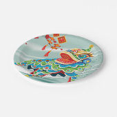 新年中国のブルーライオンダンサー ペーパープレート (アングル)