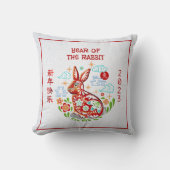 新年中国のペーパーカット2023ラビットレッドフォイル クッション (正面)