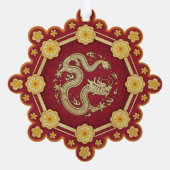 新年中国のラッキーフラワードラゴン オーナメントカード (裏面)