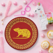新年中国のラットオーナメント ペーパープレート (パーティー)
