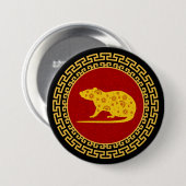 新年中国のラットオーナメント 缶バッジ (正面&裏面)