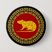 新年中国のラットオーナメント 缶バッジ (正面)