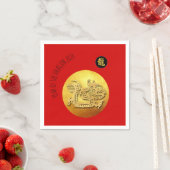 新年中国のレッドゴールデンドラゴン2024 PN スタンダードカクテルナプキン (インサイチュ)