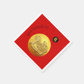 新年中国のレッドゴールデンドラゴン2024 PN スタンダードカクテルナプキン (角)