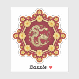 新年中国の八福金花龍 シール