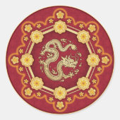 新年中国の八福金花龍 ラウンドシール (正面)