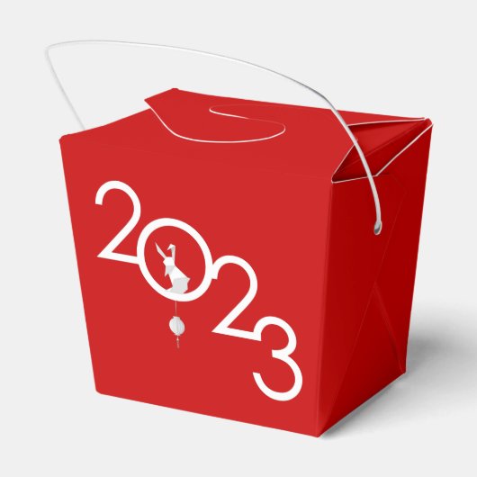 新年中国の折り紙うさぎ赤い愛玩箱 フェイバーボックス (裏面サイド)