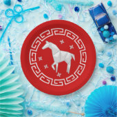 新年中国の折り紙の馬&スター ペーパープレート (パーティー)