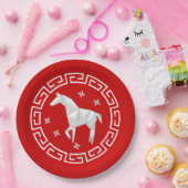 新年中国の折り紙の馬&スター ペーパープレート (パーティー)