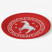 新年中国の折り紙の馬&スター ペーパープレート (アングル)