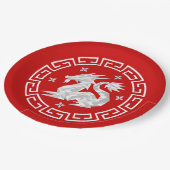 新年中国の折り紙ドラゴン&スターズ ペーパープレート (アングル)