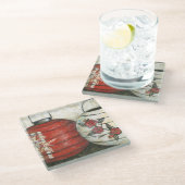 新年中国の提灯フローラプリント ガラスコースター (アングル)