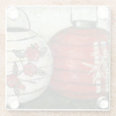 新年中国の提灯フローラプリント ガラスコースター (裏面)