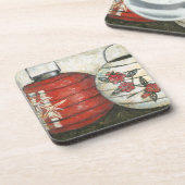 新年中国の提灯フローラプリント コースター (左側)