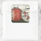 新年中国の提灯フローラプリント スクエアシール (バッグ)