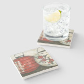 新年中国の提灯フローラプリント ストーンコースター (横)