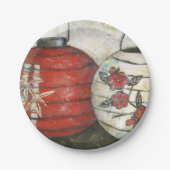 新年中国の提灯フローラプリント ペーパープレート (正面)