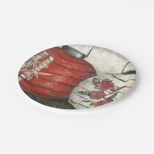 新年中国の提灯フローラプリント ペーパープレート (アングル)