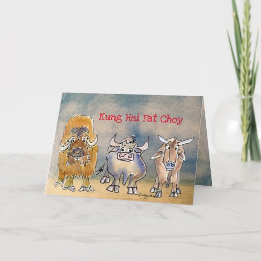 新年中国の漫画オックスホリデーカード シーズンカード (正面)