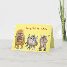 新年中国の漫画オックスホリデーカード シーズンカード