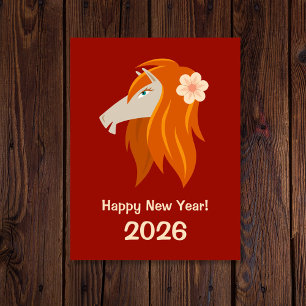 新年中国の火馬2026〔占星術の〕十二宮図 ポストカード