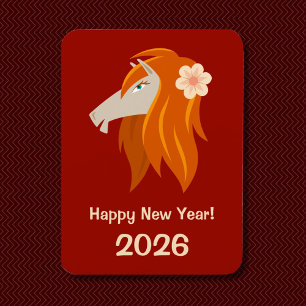 新年中国の火馬2026〔占星術の〕十二宮図 マグネット
