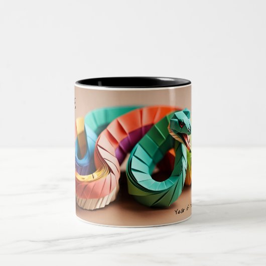 新年中国の蛇折り紙〔占星術の〕十二宮図誕生日M3 ツートーンマグカップ (中央)