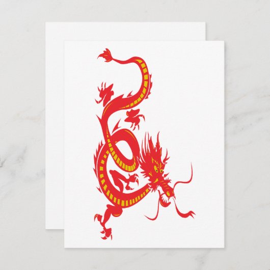 新年中国の赤ドラゴン シーズンカード (正面/裏面)