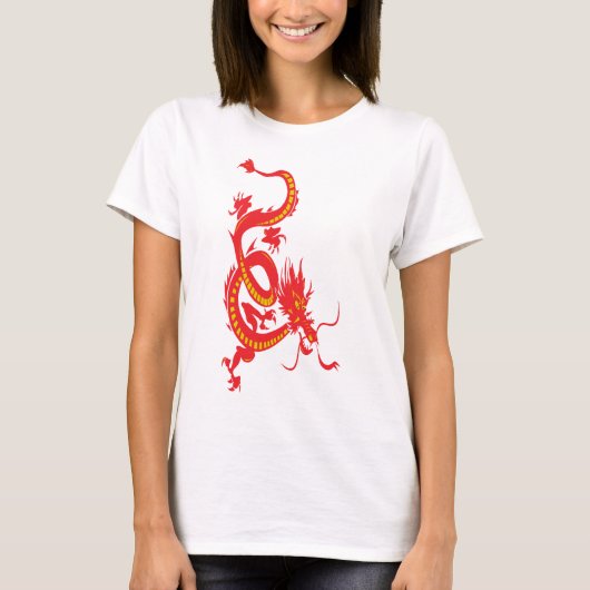 新年中国の赤ドラゴン Tシャツ (正面)