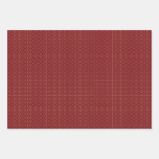 新年中国の赤金ゴールドゴールデン〔占星術の〕十二宮図アジア ラッピングペーパーシート (正面)