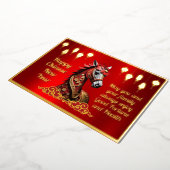 新年中国の赤馬箔挨拶 箔シーズンカード (回転した状態)