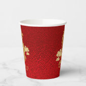 新年中国の金ゴールドドラゴンレッドフォイル 紙コップ (左)