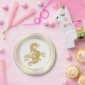新年中国の金ゴールドドラゴン ペーパープレート (パーティー)