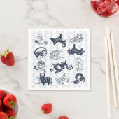 新年中国の青い動物〔占星術の〕十二宮図記号 スタンダードカクテルナプキン (インサイチュ)