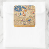 新年中国の〔占星術の〕十二宮図タペストリーヤギのステッカー スクエアシール (バッグ)