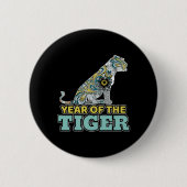 新年中国の-〔占星術の〕十二宮図ホワイトタイガー 缶バッジ (正面)