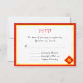 新年中国の – 赤ラッキーFuシンボル 出欠カード (裏面)