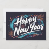 新年休日のエレガントなフラットカード (正面)