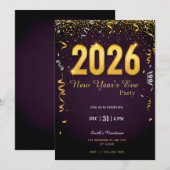 新年会パーティーのご招待 | 大晦日（おおみそか）のお祝い 招待状 (正面/裏面)