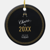 新年会社ロゴ応援の企業の金ゴールド セラミックオーナメント (裏面)