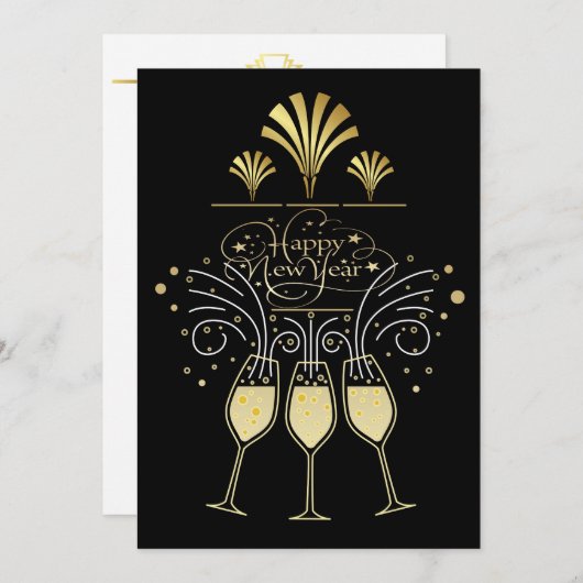 新年会（ニューイヤーパーティ） 招待状 (正面/裏面)