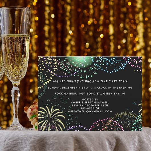 新年会 花火 祝祭 招待状